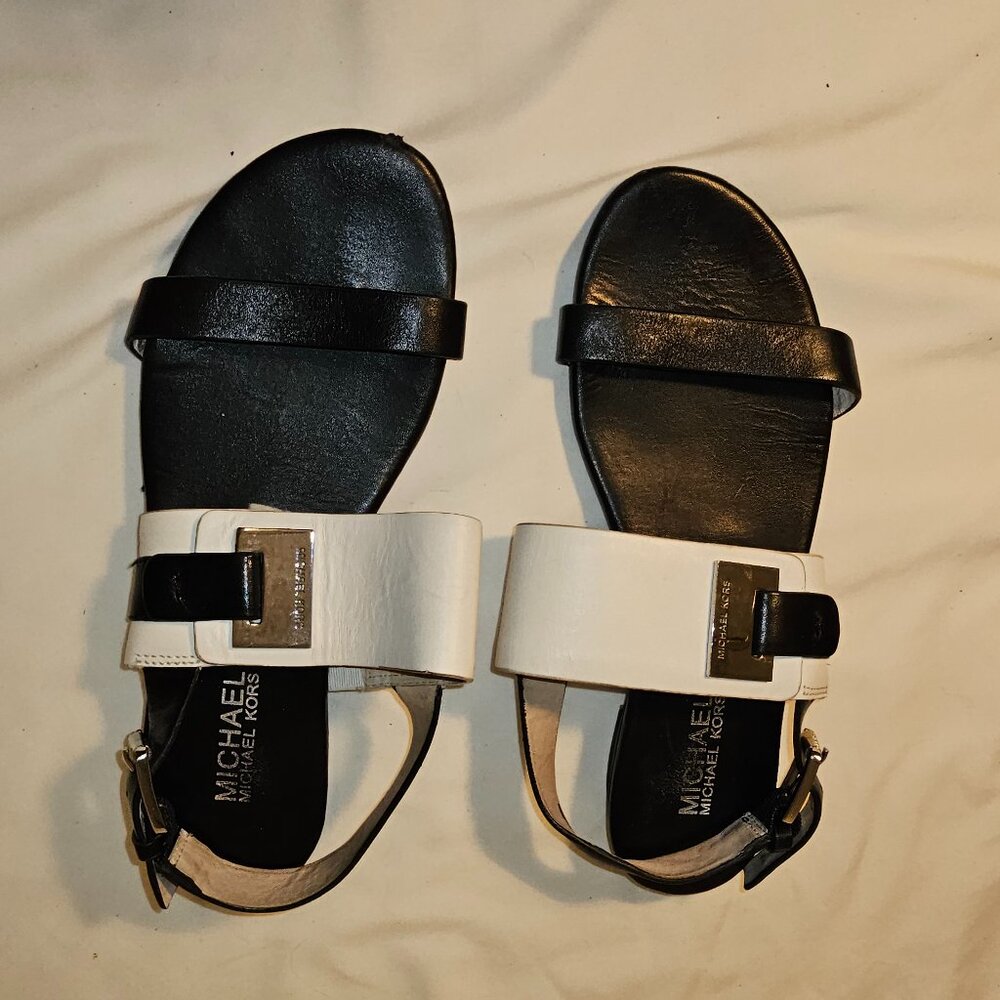 Michael Kors "Guiliana" Black & White Sandals Size 6-1/2